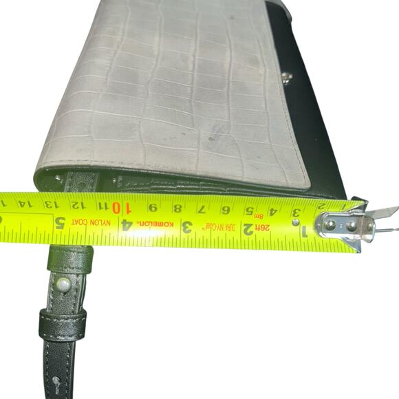 AllSaints Gray Black Croc Embossed Leather Crossbody Messenger Bag - Picture 5 of 10